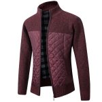 Men's Stand Collar Striped Plaid Zipper Sweater - Image 2
