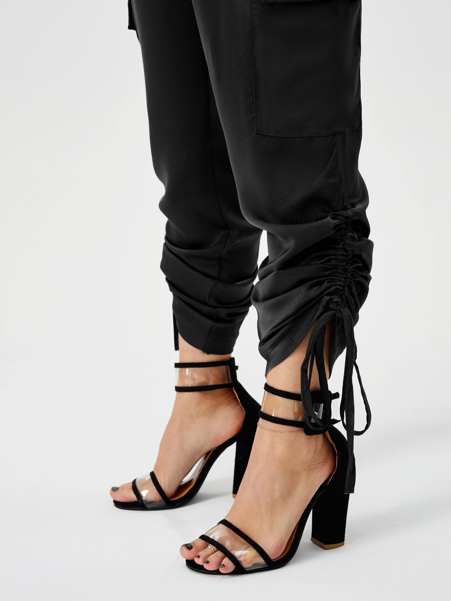 Women's Satin Jogger Pants Casual High Waist Long Lounge Pant Trousers With Pockets - Image 7