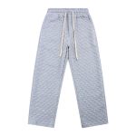 Checkerboard Clip Velvet Hidden Check Embroidered Knitted Trousers Man - Image 6