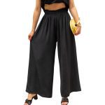 Women Trousers Solid Color Wide Leg High Waist Pants Casual Loose Pants - Image 6