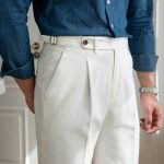 Men's Washed Cotton High Waist Straight Pants - Image 3