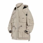 Men And Women With Standing Collars Large Pockets And Hooded Jackets - Image 3
