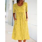 Round Neck Short Sleeve Floral Midi Dress - Image 5
