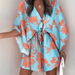 Women's V-Neck Tie Printed Beach Dress - Image 8