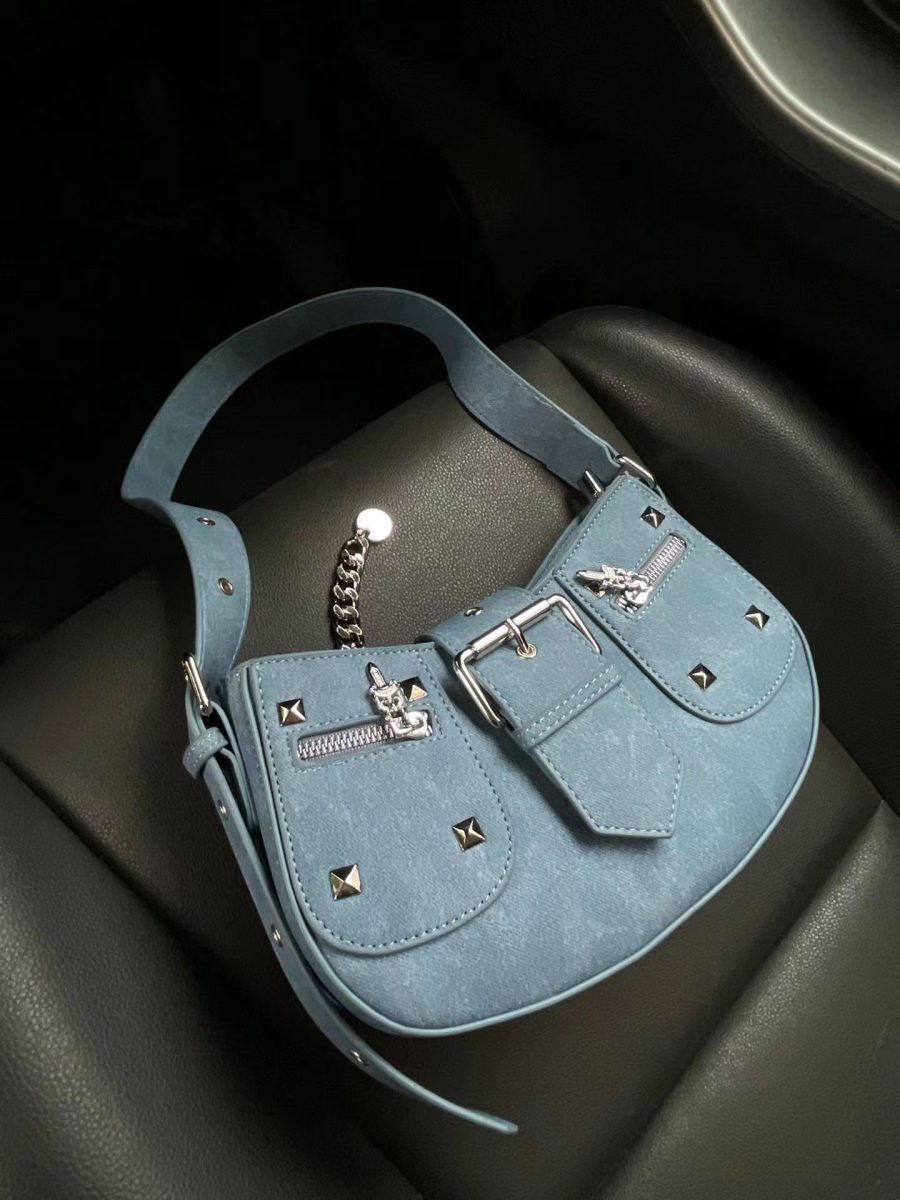 Niche American Retro Hot Girl Y2g Punk Studded Shoulder Bag - Image 5