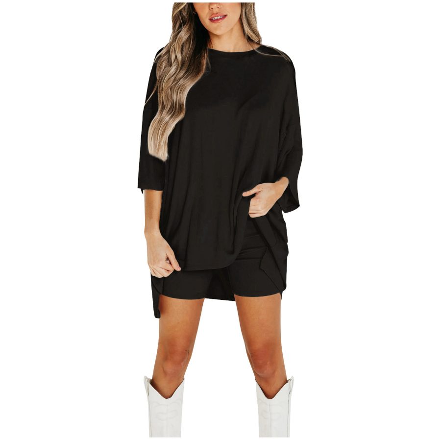Summer Sweet Beauty Knitted Fashion Casual Solid Color Suit - Image 3