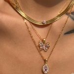 Olive Shaped Horse Eye Zircon Full Drill Titanium Steel Necklace