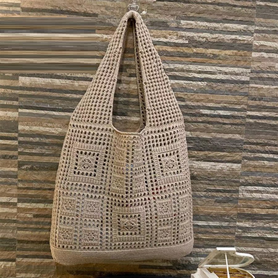 All-matching Solid Color Knitted Shoulder Bag