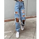 Women Jeans Ripped Slimming Washed Women's Jeans Trousers - Image 5