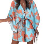 Women's V-Neck Tie Printed Beach Dress - Image 5