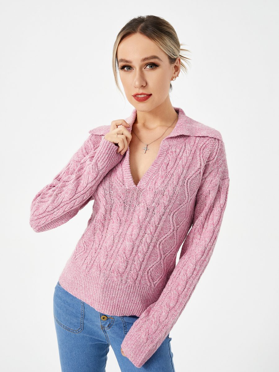 Women's Warm Casual Lapel Sweater - Image 5