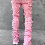 Men Trousers Individual Patched Pants Long Tight Fit Stacked Jeans For Mens Clothing - Image 5