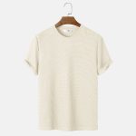 Men Summer Solid Color Round Neck Basic T-Shirts - Image 3