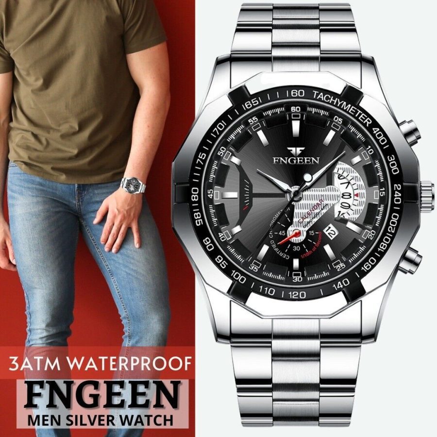 Waterproof Men's Stainless Steel Quartz Analog Wrist Watch Date Business Gift - Image 5