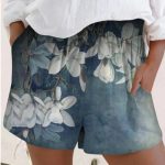 Printed Elastic High Waist Shorts Women - Image 3
