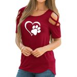 Printed Strapless T-shirt Ladies Short-sleeved T-shirt Hollow Top Women - Image 3