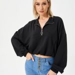 Women's Loose Casual Half Zipper Sweatshirt - Image 4