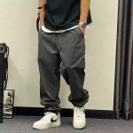 Overalls Men's Spring And Autumn Black Casual Harem Pants Elastic Waist - Image 7