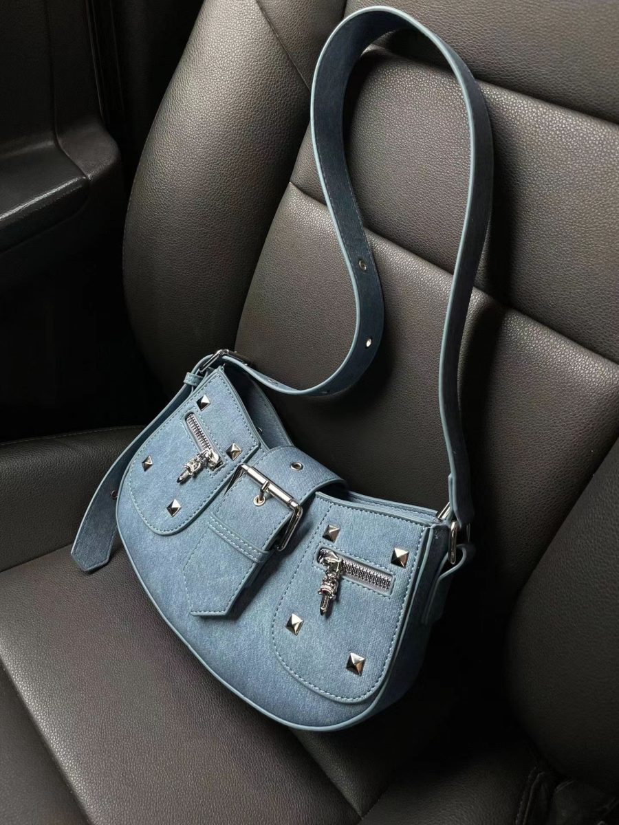 Niche American Retro Hot Girl Y2g Punk Studded Shoulder Bag - Image 6