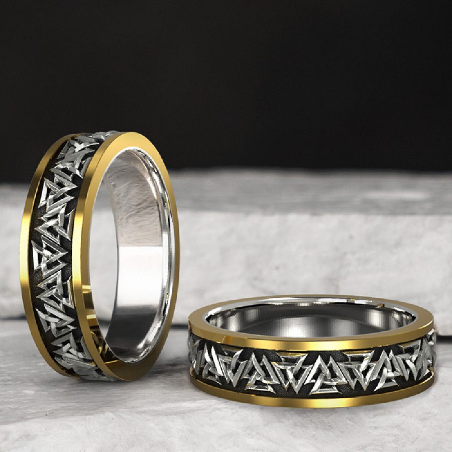 Viking Knot Silver Set Bronze Ring Male - Image 2