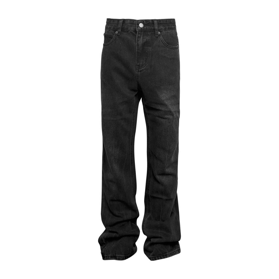 Washed Cracked Black Fit Denim Trousers - Image 2