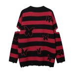 Striped Contrast Color Butterfly Round Neck Sweater Autumn And Winter - Image 4