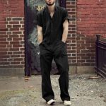 Men's Multi Pocket Lapel Collar Loose Casual Jumpsuit - Image 2