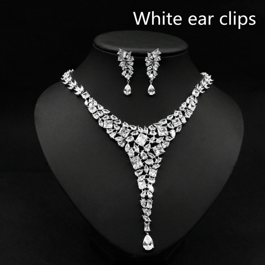 Colorful Zircon Necklace Set Wedding Dress Wedding Earring Accessories - Image 6