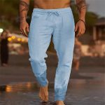 Men's Solid Color Cotton Linen Loose Beach Casual Pants - Image 2