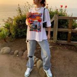 Letter Print Round Neck T-shirt Women Short-sleeved Loose White T-shirt - Image 4