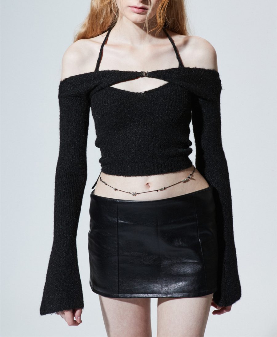 Wool Suspender Blouse Two-piece Blouse Knitted Suit - Image 5