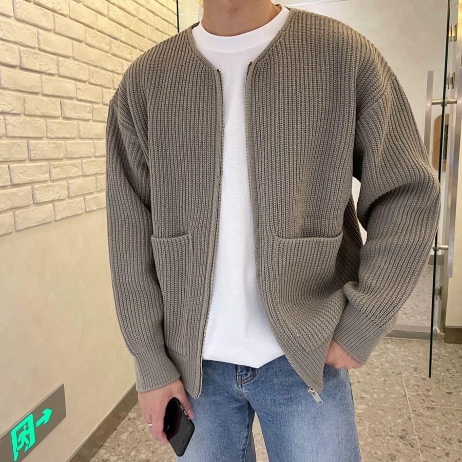 Fashion Trendy Ins Trendy Knitted Cardigan Men's Sweater - Image 2