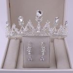 Korean Style Bridal Crown Earring Set - Image 2