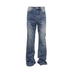 Washed High Street Flared Jeans Dark Blue - Image 2