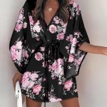Women's V-Neck Tie Printed Beach Dress - Image 10