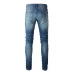 Leather Patching, Slimming, Worn-out Washed Jeans For Men - Image 3