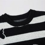 Striped Contrast Color Butterfly Round Neck Sweater Autumn And Winter - Image 5