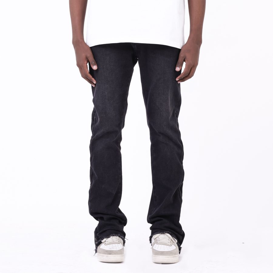 Straight Tube Raw Edge Side Zipper Design Jeans