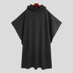Fashion Men Cloak Coats Hooded Solid Loose Streetwear Punk - Image 5