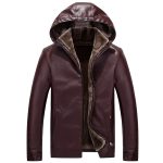 Winter New Style Plush Wool Men's Hooded Thick Plus Velvet PU Leather Leather Jacket - Image 2