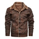 Winter Men Turn-down Collar Leather Jacket Outwear Warm Pilot Coats Windbreak - Image 4