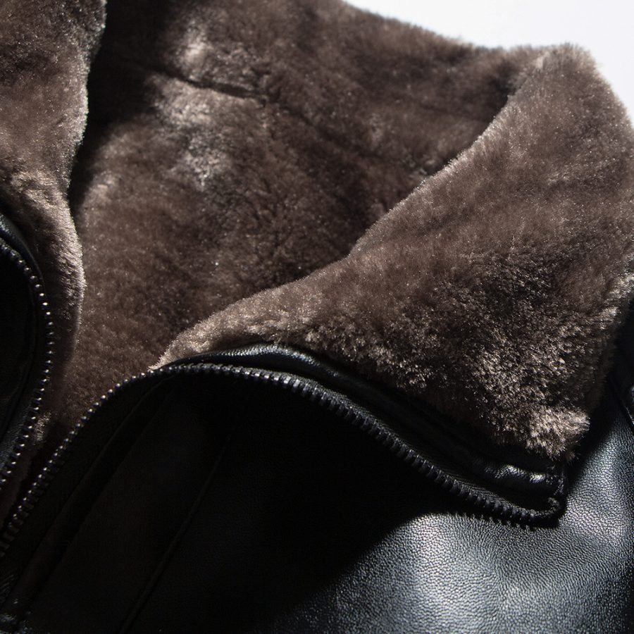 Men's Stand Collar Leather Jacket Plush Leisure - Image 4