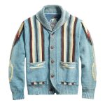 European And American Retro Jacquard Sleeve Lapel Knitwear Sweater Men - Image 2