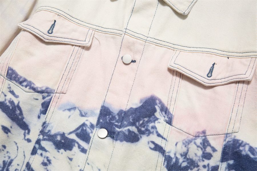 Men's Loose Casual Full Print Landscape Snow Mountain Pattern Jacket - Image 7