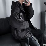 Techwear Jackets Coats Streetwear Cardigan Casual Bomber Outerwear Hooded Letter Multi-pocket For Men - Image 6