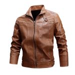 Men's Fashion Loose Lapel Leather Coat - Image 3