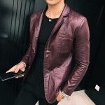 Fashion Casual Men's Suit Leather Jacket - Image 5