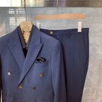 British Style Formal Wear Striped Double-breasted Blazer - Image 3