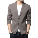 Hair Spring And Autumn Men'S T-Shirt Coat Korean Version Blazer Solid Color Cardigan Handsome Men'S Sweater - Image 5