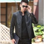 Men's Leather Jackets For Winter Jacket Men And Coats Leather Male Coat For Brand Men's Oblique Zipper Winter Down Biker Jacket - Image 5